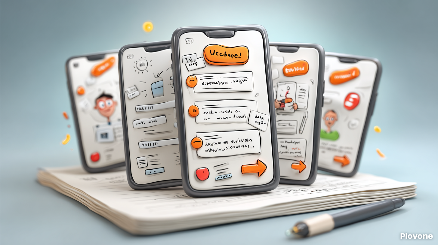 Kubrio apps in design — wireframes and sketches of the studio